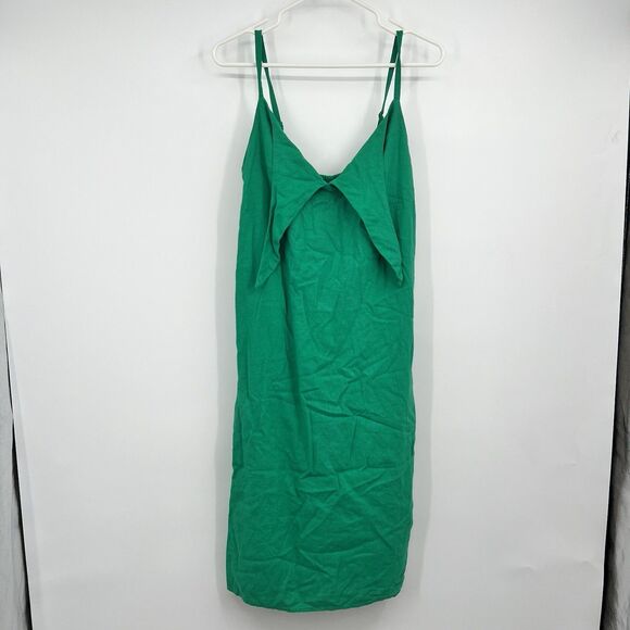 Old Navy Kelly Green Summer Sleeveless Maxi Dress Womens Medium Tie Front - Picture 1 of 9